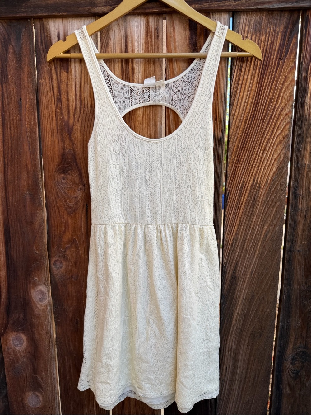Roxy Cream White Lace Mini Dress Cutout Back Small